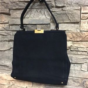 Vintage 1960s dark blue Coblentz Perma Suede Purse Med Size Clasp